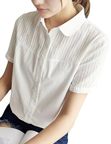 （アッシュランゲル）ASHERANGELレディース コットン シャツ 白 レース Yシャツ 通勤　通学