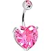 October 14mm Heart Solitaire Birthstone Belly Ring