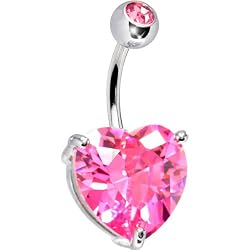 October 14mm Heart Solitaire Birthstone Belly Ring