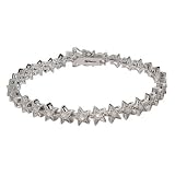 Eve's Addiction Wish Upon a Star Sterling Silver and CZ Tennis Bracelet