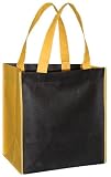 Reusable Grocery Tote Bags 5 Pack, Black w/ Gold Contrast Trim