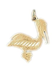 Dazzlers Solid 14k Gold Pelican Charm Pendant Available in three colors from jewelsberry (weights: 1.1 grams only)