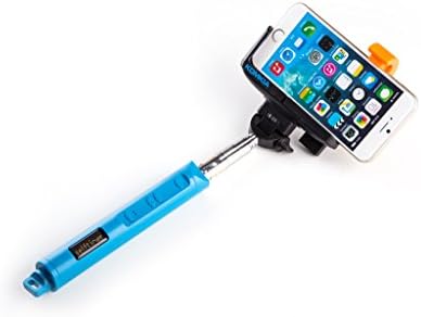 Green House-Selfie Stick with Bluetooth Remote Button Self Portraits Pole for Android/IOS System-Blue