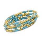 Set of Four Turquoise Bangle Bracelets With Blue Enamel