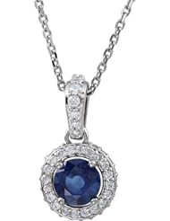 14K White Gold Sapphire and Diamond Necklace -- LIFETIME WARRANTY