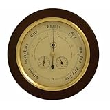 Brass Barometer, Thermometer and Hygrometer on Cherry Weather Station