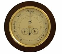 Brass Barometer, Thermometer & Hygrometer on Cherry Weather Station