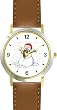 Snowman or Snow man with Scarf Christmas Theme - WATCHBUDDY&reg; DELUXE TWO-TONE THEME WATCH - Arabic Numbers - Brown Leather Strap-Women's Size-Small