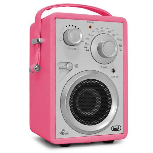 Retro Design Radio Trevi 784USB/SD portabel (Tragegriff, Bassreflex, 3,5mm-Eingang) pink