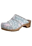 Sanita Olivia Wood Mule Clogs in Rose and Grey Leather - Factory 2nd