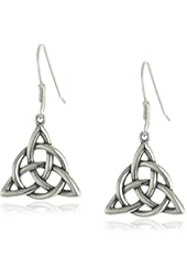 Sterling Silver Celtic Triquetra Knot Triangle Drop Earrings