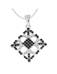 Sterling Silver 0.25 cttw Black and White Diamond Pendant Necklace, 18"