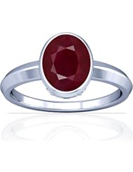 14K White Gold Oval Cut Ruby Womens Astrological Ring