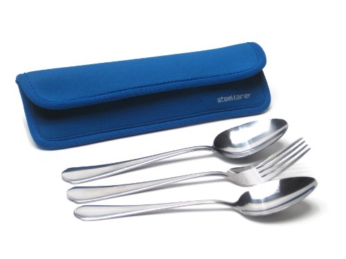 Steeltainer Travel Cutlery Kit with Neoprene Case (Blue) On Sale