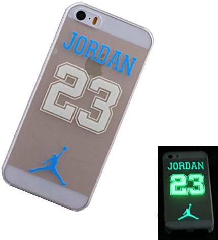 SamWay Apple iPhone 5S Transparent Blue Luminous Case,NBA Chicago Bulls #23 Super Star Air Jordan Michael Jordan Glow in the Dark Luminous Hard Case Cover for Apple iPhone 5S