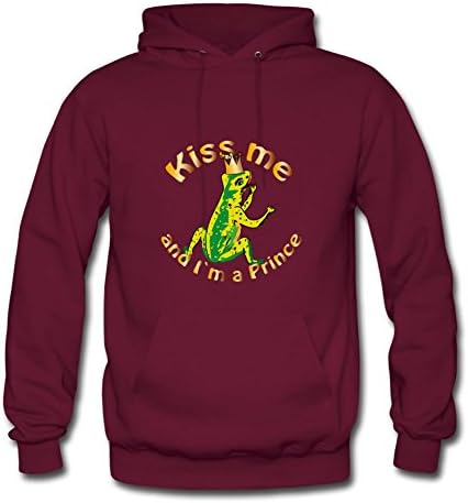 Monahun Men Frog King Image Hoody (large,burgundy)