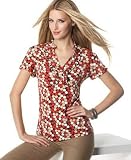 Style&co. Printed Short-Sleeved Top with Ruffle Trim