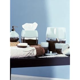 Croscill Oasis Waste Can In Chocolate by Bathroom Accessories