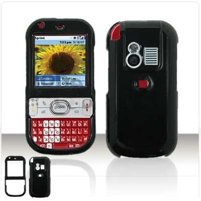 SOLID BLACK SNAP-ON COVER HARD CASE PHONE PROTECTOR for PALM CENTRO 690