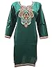 Pine Green Paisley Embroidered Kurti Indian Tunic Tops Womens Cotton Dress M