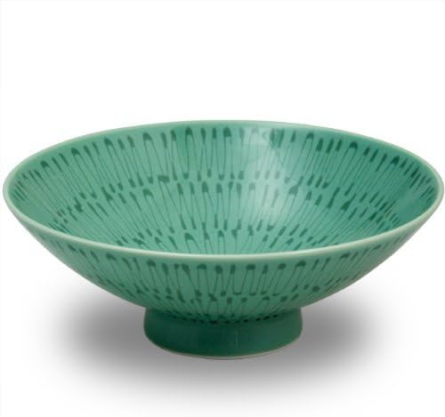 New Hakusan pottery green bowl with green pattern from Japan DB-15