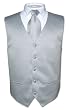 Men's SILVER GRAY Dress Vest and NeckTie Set for Suit or Tuxedo
