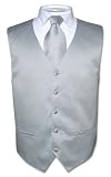 Men's SILVER GRAY Dress Vest and NeckTie Set for Suit or Tuxedo