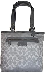 Women's Coach Purse Handbag Penelope Signature Lunch Tote White/Grey