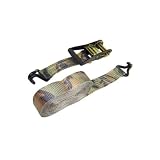 2" X 27' Camouflage Ratchet Strap with Rubber Handle & Vinyl Coated J-Hooks