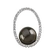 14K White Gold Tahitian Cultured Near Round Dark Grey "A" Quality Round Pearl and Diamond Pendant