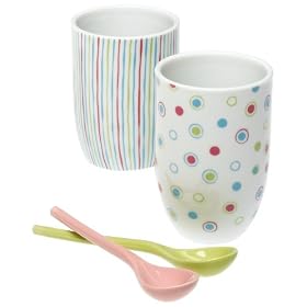 Yedi Houseware Classic Coffee and Tea Candies Teacups with Spoons, Set of 2