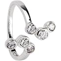 Solid 14K White Gold Cubic Zirconia Bubbles Toe Ring