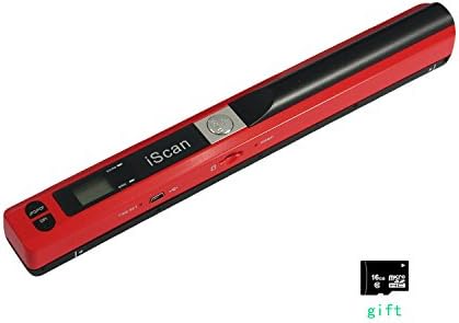 Fyoung Ultra Portable Scanner, Lightweight Mobile Magic Wand Document &amp; Image Hand Scanner Include 16G Micro SD Card Red
