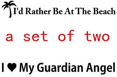 I'D RATHER BE AT THE BEACH I HEART MY GUARDIAN ANGEL Decal LAPTOP Decals WINDOW BUMPER CLING CAR TRUCK STICKER BOAT CROWN Vinyl Decor
