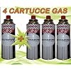 4 CARTUCCE CON VALVOLA BUTANO CUCINA CAMPEGGIO BOMBOLA