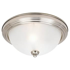Sea Gull Lighting 79365BLE-962 Single-Light Flourescent Close-To-Ceiling Fixture, Satin White Glass Shade and Brushed Nickel