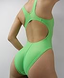 競泳水着ノーマルバック/シースルー蛍光グリーン/Mサイズ