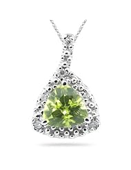 0.06 Cts Diamond & 2.60 Cts Peridot Diamond Pendant in 14K White Gold