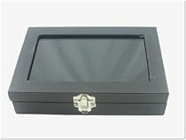 Small Multi-purpose Black Faux Leather Glass Top Jewelry Display Box Case