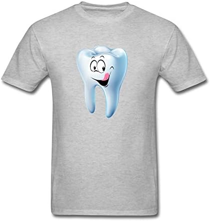 Twentees Custom Printed Graphic Men's Funny Lick Tooth Shirt 100% Cotton Grey M