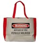 WARNING BEWARE OF THE FEMALE SOLDIER Large BELLA TOTEBAG w/ pockets (Choice of Colors)