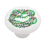 Musical Christmas Wreath Decorative High Gloss Ceramic Drawer Knob