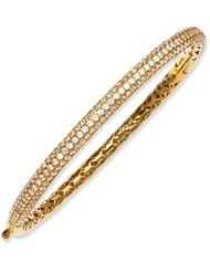 Sterling Silver Yellow Plated with CZ Hinged Bangle, Best Quality Free Gift Box Satisfaction Guaranteed
