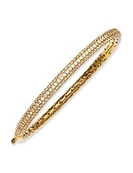 Sterling Silver Pave Yellow-plated 175 Stone CZ Hinged Bangle