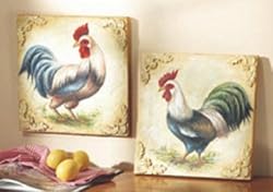 Hand Painted Canvas Chicken Prints Set of 2