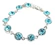 Bracelet - B116 - Round CZ Crystal Link ~ Aqua