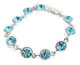 Bracelet - B116 - Round CZ Crystal Link ~ Aqua