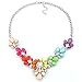 HuntGold Women Girl Colors Gem Crystal Resin Flower Pendant Chain Choker Sweater Necklace