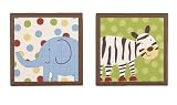 CoCaLo Jungle Talk 2 Piece Canvas Art Set Elephant & Zebra