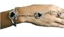 Slave Bracelet with Single Heart Shaped Onyx Inlay Made in USA Sz 7